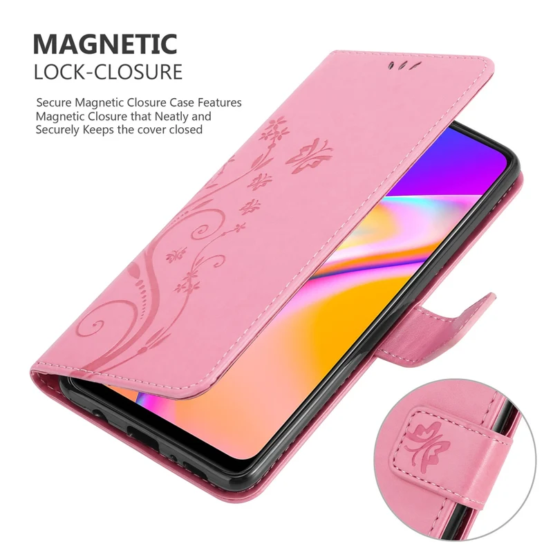 Cadorabo Hülle kompatibel mit Oppo A94 5G Schutzhülle im Blumen Design mit Magnetverschluss, Standfunktion und Kartenfächern