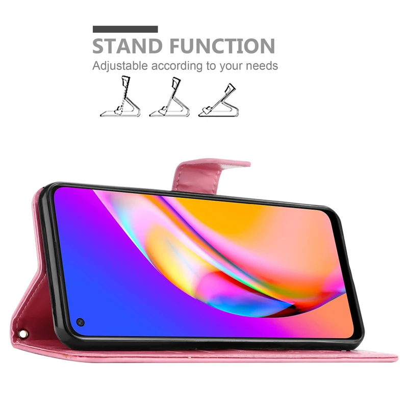 Cadorabo Hülle kompatibel mit Oppo A94 5G Schutzhülle im Blumen Design mit Magnetverschluss, Standfunktion und Kartenfächern