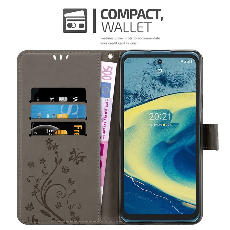 Cadorabo Hülle kompatibel mit Nokia XR20 Schutzhülle im Blumen Design mit Magnetverschluss, Standfunktion und Kartenfächern