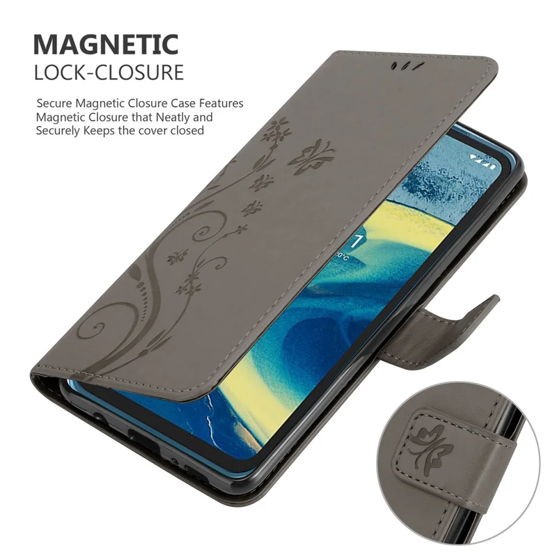 Cadorabo Hülle kompatibel mit Nokia XR20 Schutzhülle im Blumen Design mit Magnetverschluss, Standfunktion und Kartenfächern