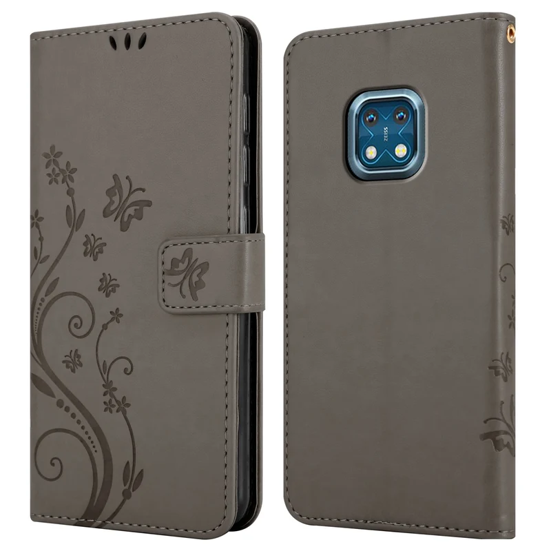 Cadorabo Hülle kompatibel mit Nokia XR20 Schutzhülle im Blumen Design mit Magnetverschluss, Standfunktion und Kartenfächern