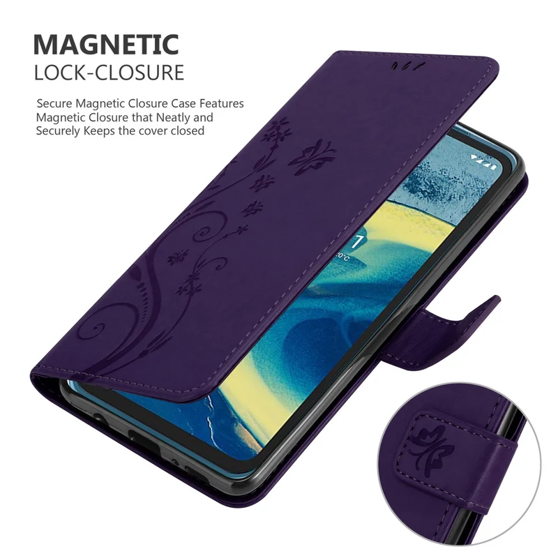 Cadorabo Hülle kompatibel mit Nokia XR20 Schutzhülle im Blumen Design mit Magnetverschluss, Standfunktion und Kartenfächern
