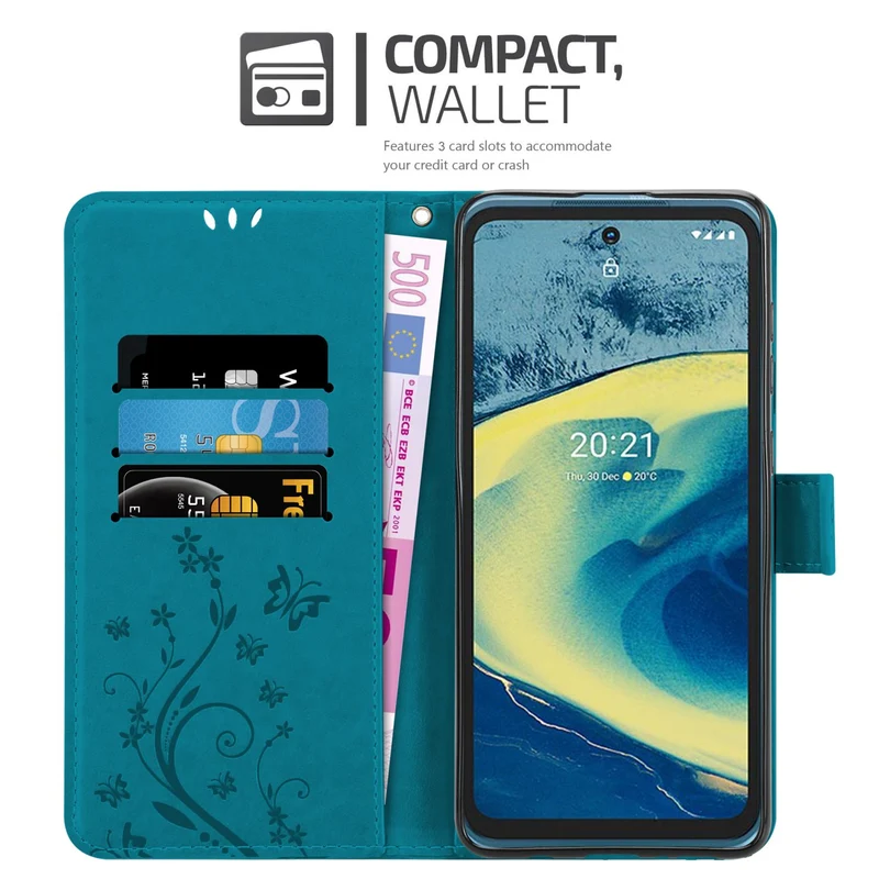 Cadorabo Hülle kompatibel mit Nokia XR20 Schutzhülle im Blumen Design mit Magnetverschluss, Standfunktion und Kartenfächern