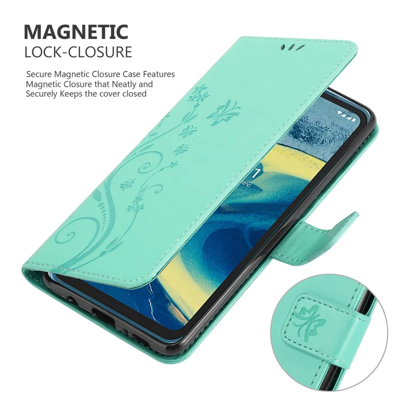 Cadorabo Hülle kompatibel mit Nokia XR20 Schutzhülle im Blumen Design mit Magnetverschluss, Standfunktion und Kartenfächern