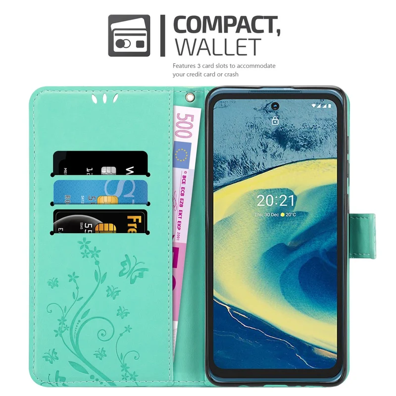 Cadorabo Hülle kompatibel mit Nokia XR20 Schutzhülle im Blumen Design mit Magnetverschluss, Standfunktion und Kartenfächern