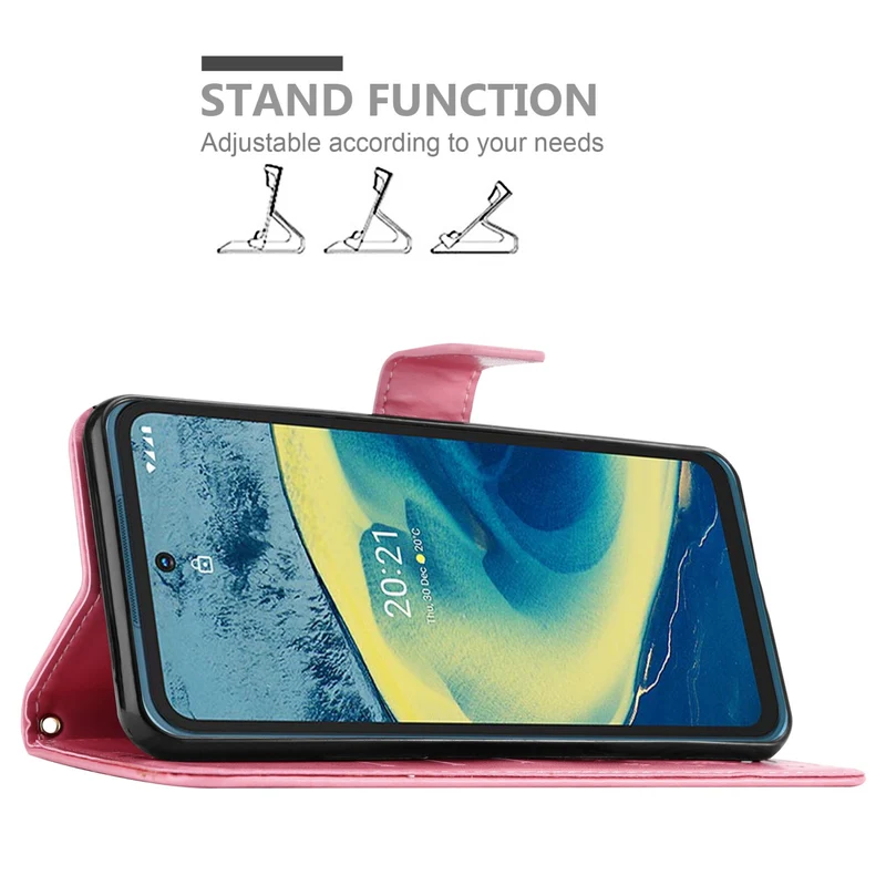 Cadorabo Hülle kompatibel mit Nokia XR20 Schutzhülle im Blumen Design mit Magnetverschluss, Standfunktion und Kartenfächern