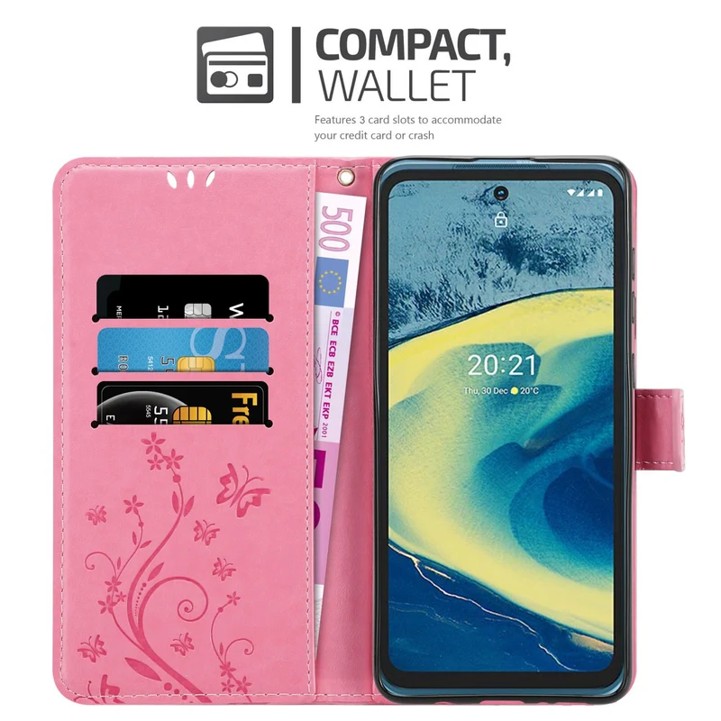 Cadorabo Hülle kompatibel mit Nokia XR20 Schutzhülle im Blumen Design mit Magnetverschluss, Standfunktion und Kartenfächern