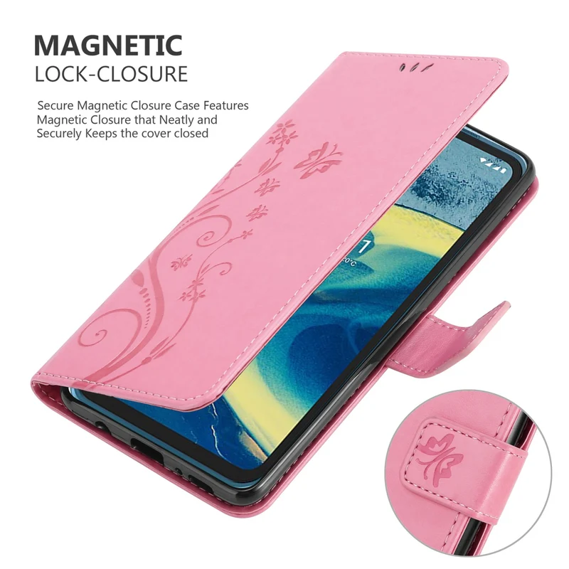 Cadorabo Hülle kompatibel mit Nokia XR20 Schutzhülle im Blumen Design mit Magnetverschluss, Standfunktion und Kartenfächern