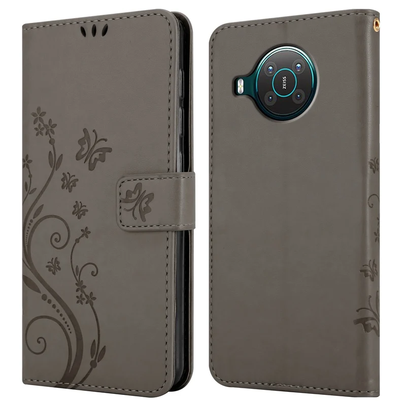 Cadorabo Hülle kompatibel mit Nokia X10 / X20 Schutzhülle im Blumen Design mit Magnetverschluss, Standfunktion und Kartenfächern