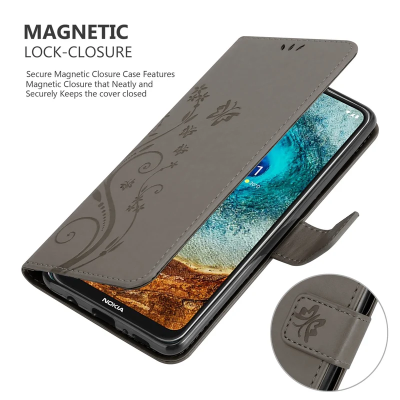 Cadorabo Hülle kompatibel mit Nokia X10 / X20 Schutzhülle im Blumen Design mit Magnetverschluss, Standfunktion und Kartenfächern