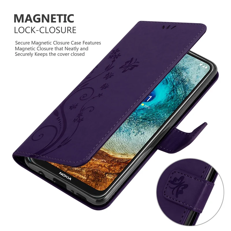 Cadorabo Hülle kompatibel mit Nokia X10 / X20 Schutzhülle im Blumen Design mit Magnetverschluss, Standfunktion und Kartenfächern