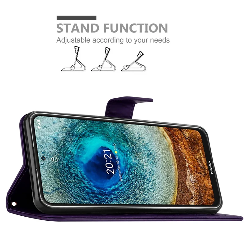 Cadorabo Hülle kompatibel mit Nokia X10 / X20 Schutzhülle im Blumen Design mit Magnetverschluss, Standfunktion und Kartenfächern