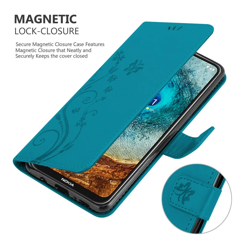 Cadorabo Hülle kompatibel mit Nokia X10 / X20 Schutzhülle im Blumen Design mit Magnetverschluss, Standfunktion und Kartenfächern