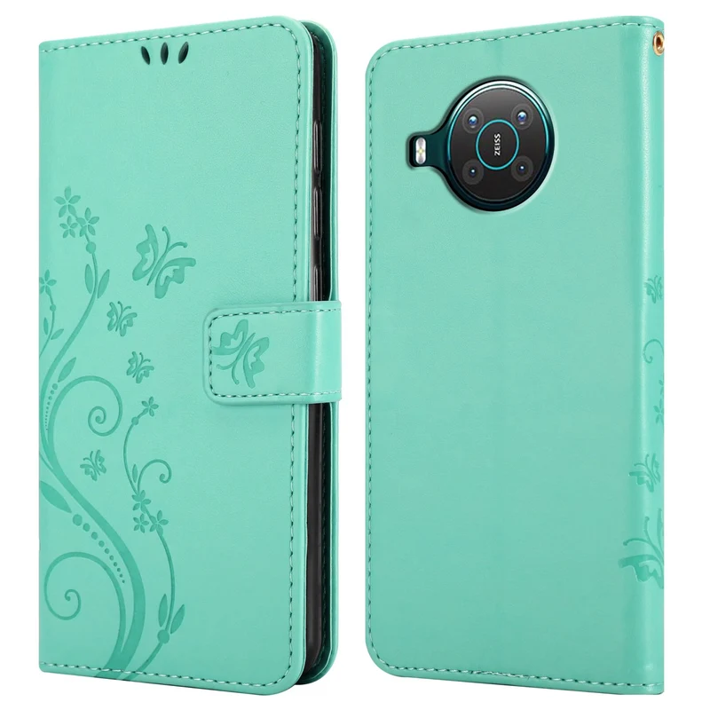 Cadorabo Hülle kompatibel mit Nokia X10 / X20 Schutzhülle im Blumen Design mit Magnetverschluss, Standfunktion und Kartenfächern