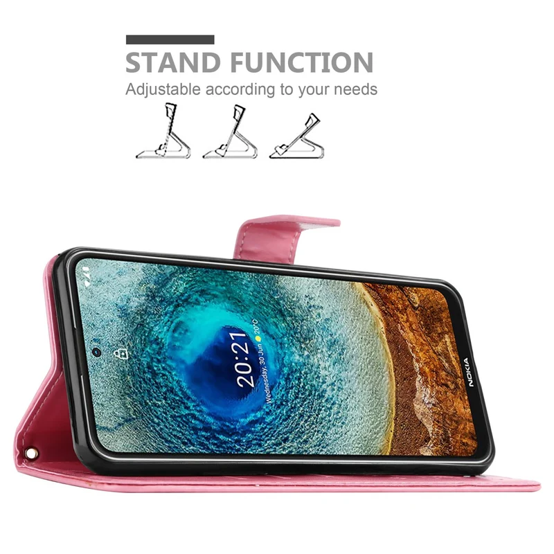 Cadorabo Hülle kompatibel mit Nokia X10 / X20 Schutzhülle im Blumen Design mit Magnetverschluss, Standfunktion und Kartenfächern