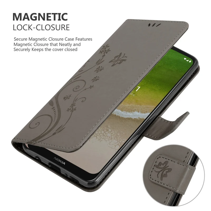 Cadorabo Hülle kompatibel mit Nokia G50 5G Schutzhülle im Blumen Design mit Magnetverschluss, Standfunktion und Kartenfächern