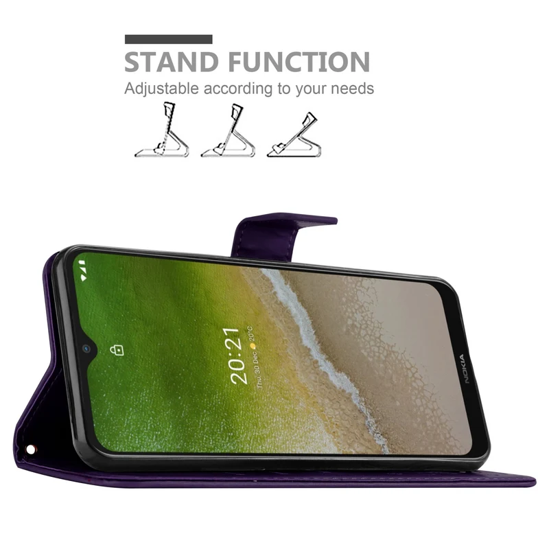 Cadorabo Hülle kompatibel mit Nokia G50 5G Schutzhülle im Blumen Design mit Magnetverschluss, Standfunktion und Kartenfächern