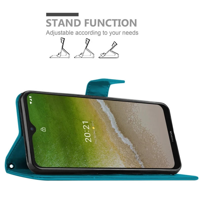Cadorabo Hülle kompatibel mit Nokia G50 5G Schutzhülle im Blumen Design mit Magnetverschluss, Standfunktion und Kartenfächern