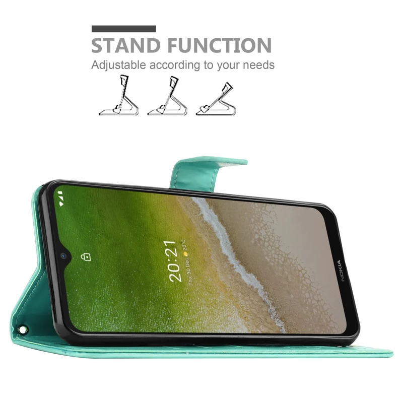 Cadorabo Hülle kompatibel mit Nokia G50 5G Schutzhülle im Blumen Design mit Magnetverschluss, Standfunktion und Kartenfächern