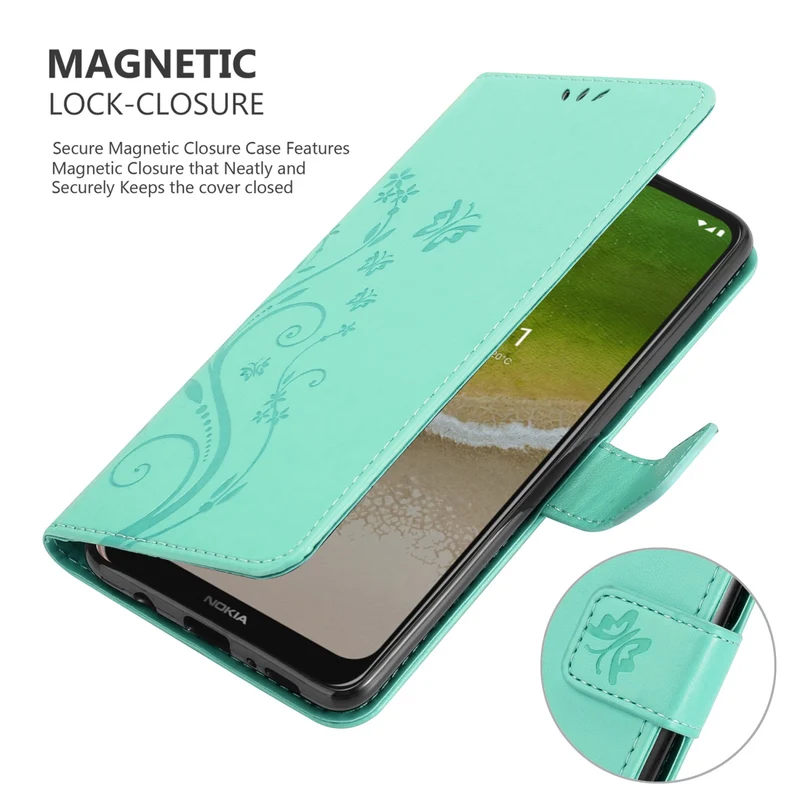 Cadorabo Hülle kompatibel mit Nokia G50 5G Schutzhülle im Blumen Design mit Magnetverschluss, Standfunktion und Kartenfächern