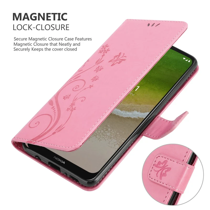 Cadorabo Hülle kompatibel mit Nokia G50 5G Schutzhülle im Blumen Design mit Magnetverschluss, Standfunktion und Kartenfächern