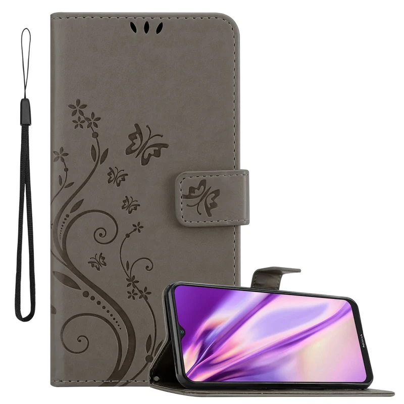 Cadorabo Hülle kompatibel mit Nokia G10 / G20 Schutzhülle im Blumen Design mit Magnetverschluss, Standfunktion und Kartenfächern