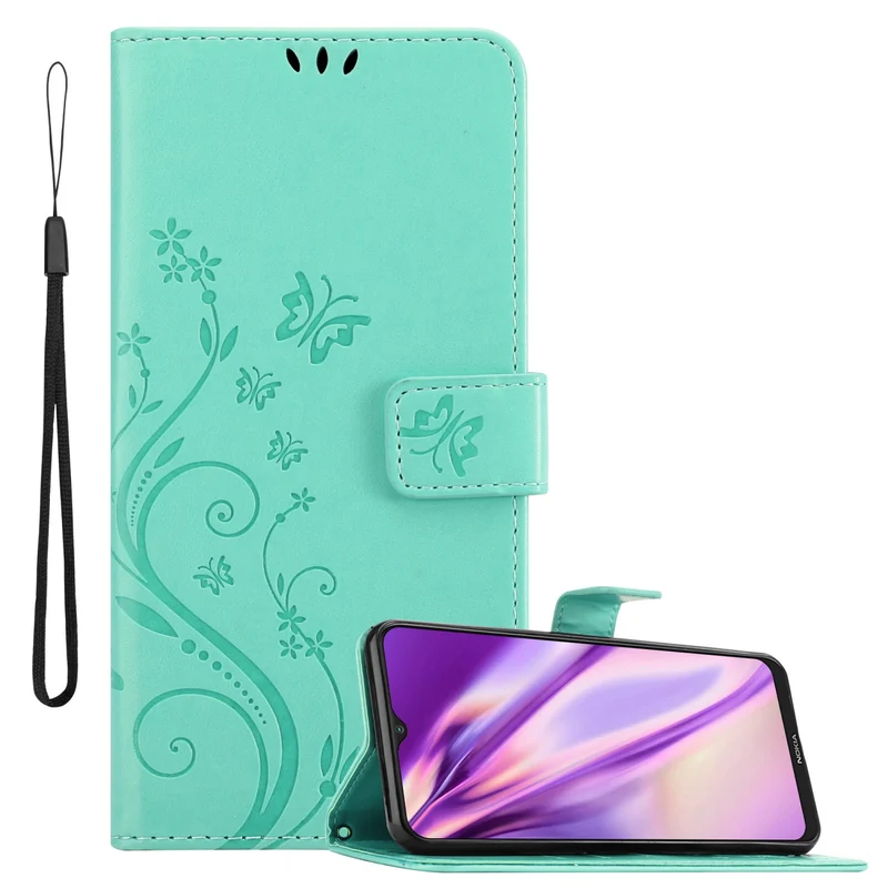Cadorabo Hülle kompatibel mit Nokia G10 / G20 Schutzhülle im Blumen Design mit Magnetverschluss, Standfunktion und Kartenfächern