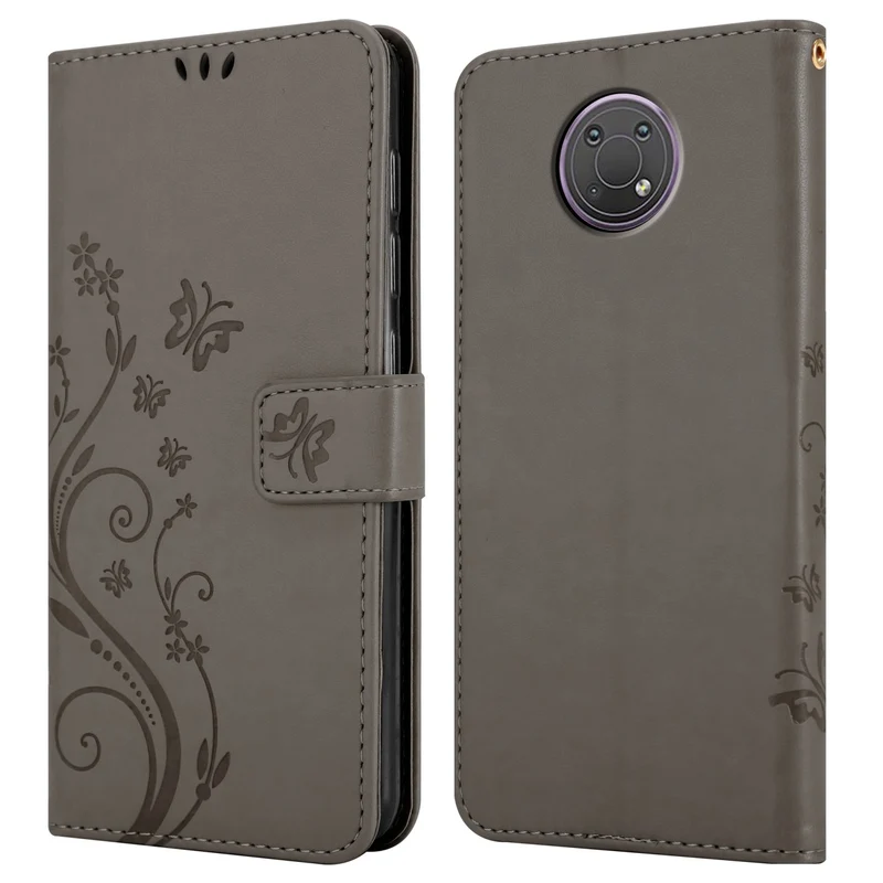 Cadorabo Hülle kompatibel mit Nokia G10 / G20 Schutzhülle im Blumen Design mit Magnetverschluss, Standfunktion und Kartenfächern