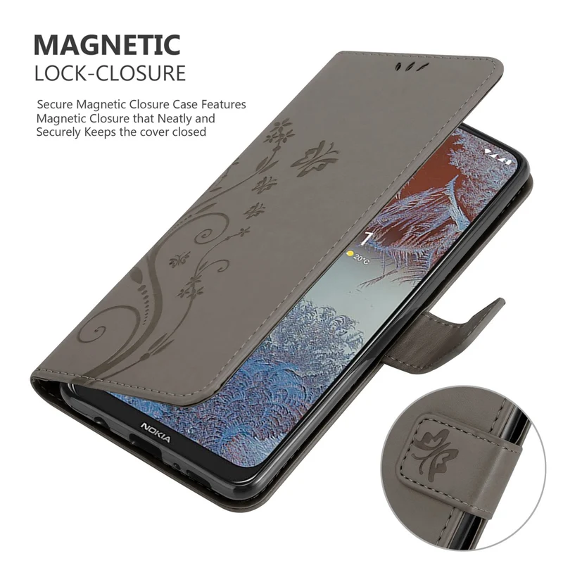 Cadorabo Hülle kompatibel mit Nokia G10 / G20 Schutzhülle im Blumen Design mit Magnetverschluss, Standfunktion und Kartenfächern