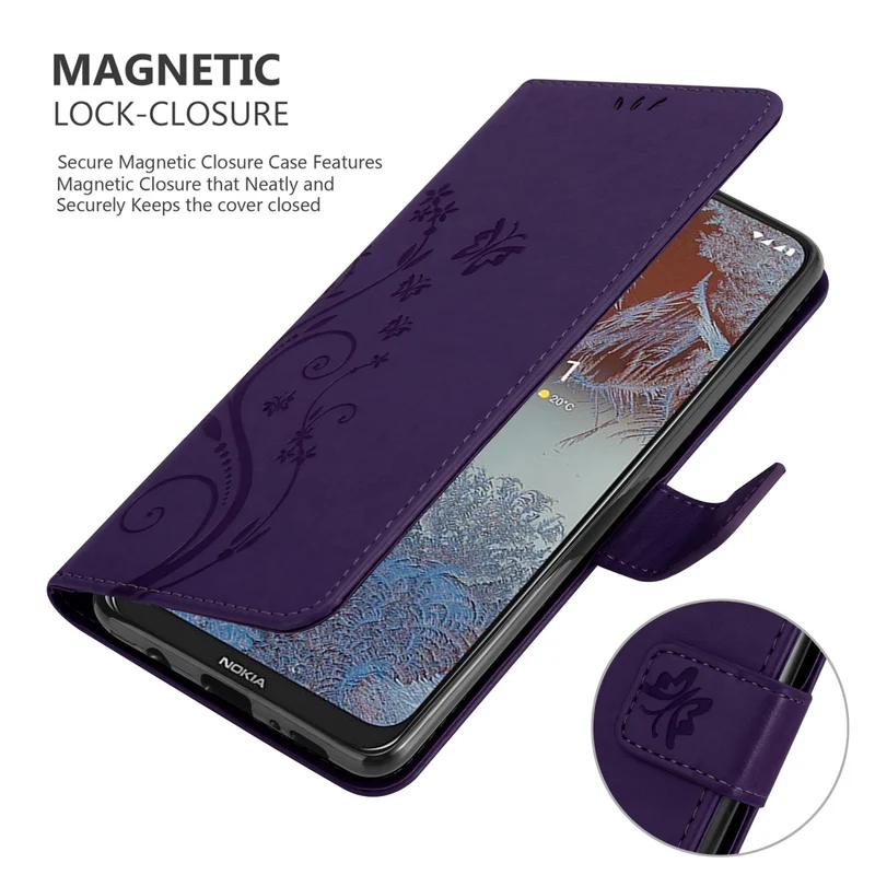 Cadorabo Hülle kompatibel mit Nokia G10 / G20 Schutzhülle im Blumen Design mit Magnetverschluss, Standfunktion und Kartenfächern