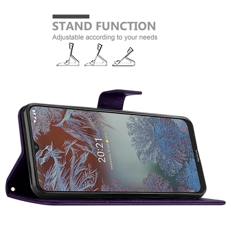 Cadorabo Hülle kompatibel mit Nokia G10 / G20 Schutzhülle im Blumen Design mit Magnetverschluss, Standfunktion und Kartenfächern