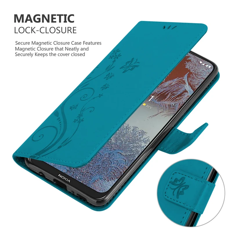 Cadorabo Hülle kompatibel mit Nokia G10 / G20 Schutzhülle im Blumen Design mit Magnetverschluss, Standfunktion und Kartenfächern