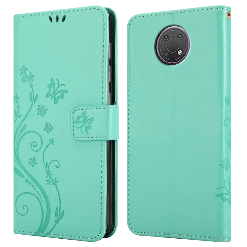 Cadorabo Hülle kompatibel mit Nokia G10 / G20 Schutzhülle im Blumen Design mit Magnetverschluss, Standfunktion und Kartenfächern