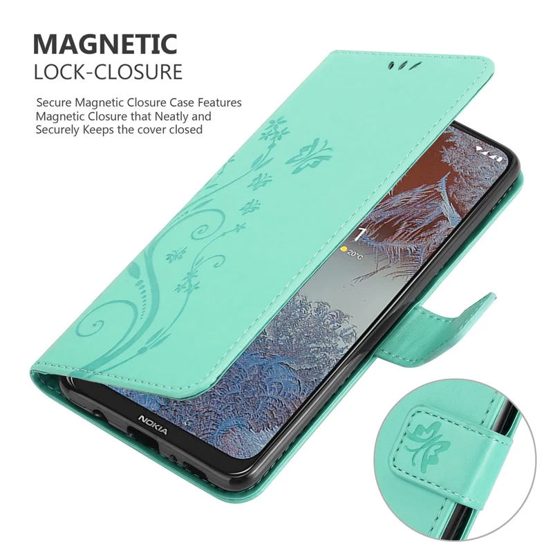 Cadorabo Hülle kompatibel mit Nokia G10 / G20 Schutzhülle im Blumen Design mit Magnetverschluss, Standfunktion und Kartenfächern