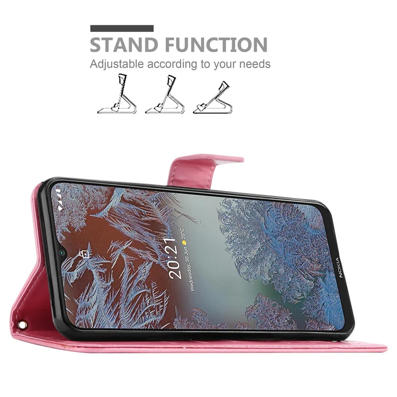 Cadorabo Hülle kompatibel mit Nokia G10 / G20 Schutzhülle im Blumen Design mit Magnetverschluss, Standfunktion und Kartenfächern