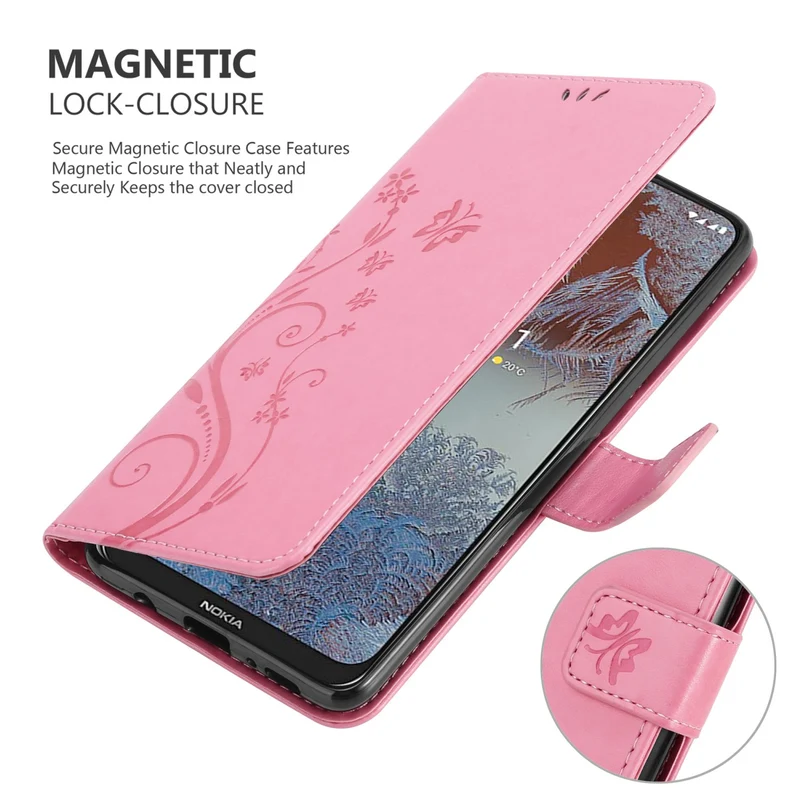Cadorabo Hülle kompatibel mit Nokia G10 / G20 Schutzhülle im Blumen Design mit Magnetverschluss, Standfunktion und Kartenfächern