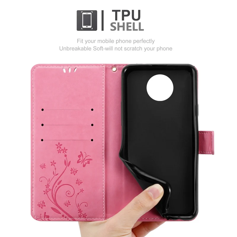 Cadorabo Hülle kompatibel mit Nokia G10 / G20 Schutzhülle im Blumen Design mit Magnetverschluss, Standfunktion und Kartenfächern