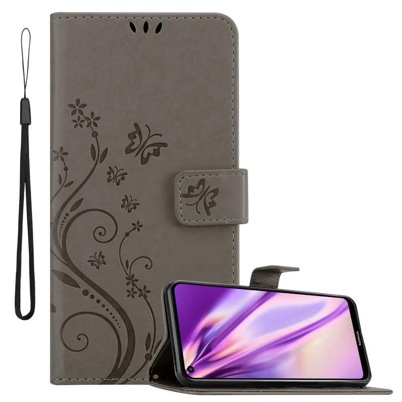 Cadorabo Hülle kompatibel mit Nokia 5,4 Schutzhülle im Blumen Design mit Magnetverschluss, Standfunktion und Kartenfächern