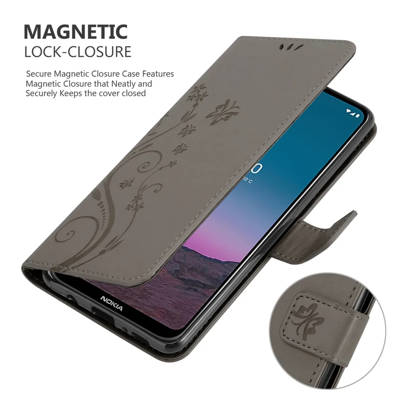 Cadorabo Hülle kompatibel mit Nokia 5,4 Schutzhülle im Blumen Design mit Magnetverschluss, Standfunktion und Kartenfächern