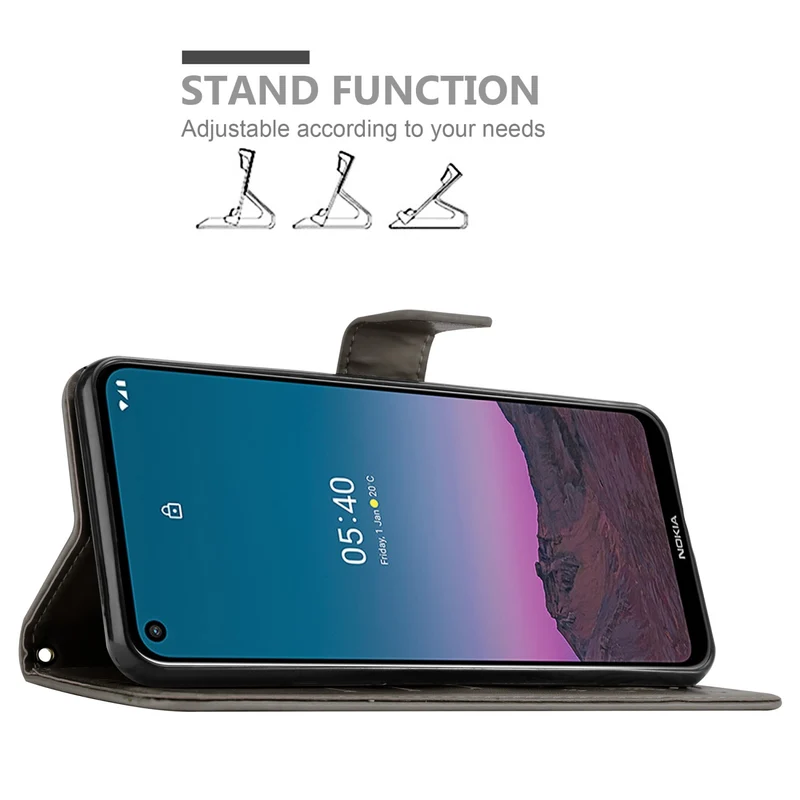Cadorabo Hülle kompatibel mit Nokia 5,4 Schutzhülle im Blumen Design mit Magnetverschluss, Standfunktion und Kartenfächern
