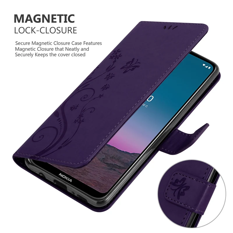 Cadorabo Hülle kompatibel mit Nokia 5,4 Schutzhülle im Blumen Design mit Magnetverschluss, Standfunktion und Kartenfächern