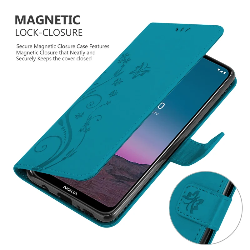 Cadorabo Hülle kompatibel mit Nokia 5,4 Schutzhülle im Blumen Design mit Magnetverschluss, Standfunktion und Kartenfächern