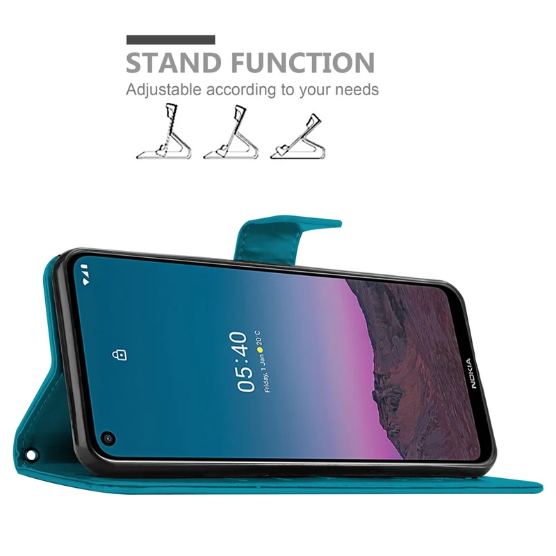 Cadorabo Hülle kompatibel mit Nokia 5,4 Schutzhülle im Blumen Design mit Magnetverschluss, Standfunktion und Kartenfächern