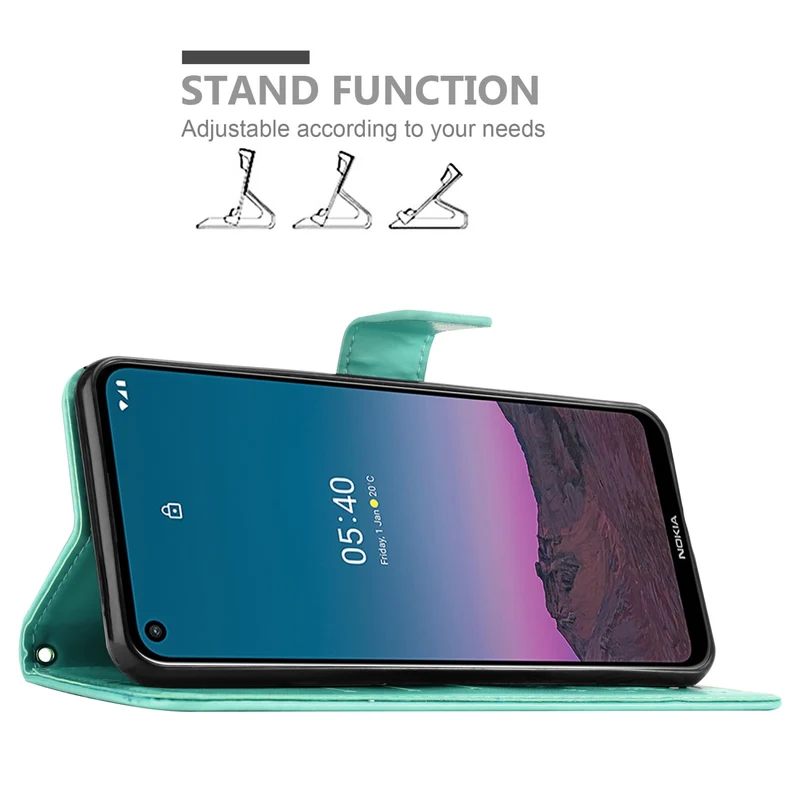 Cadorabo Hülle kompatibel mit Nokia 5,4 Schutzhülle im Blumen Design mit Magnetverschluss, Standfunktion und Kartenfächern