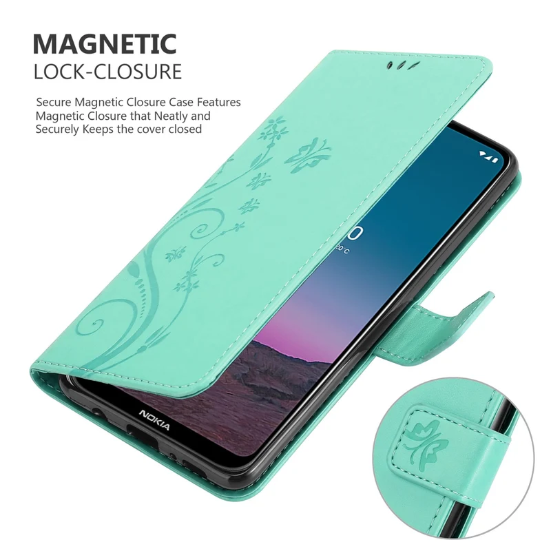 Cadorabo Hülle kompatibel mit Nokia 5,4 Schutzhülle im Blumen Design mit Magnetverschluss, Standfunktion und Kartenfächern