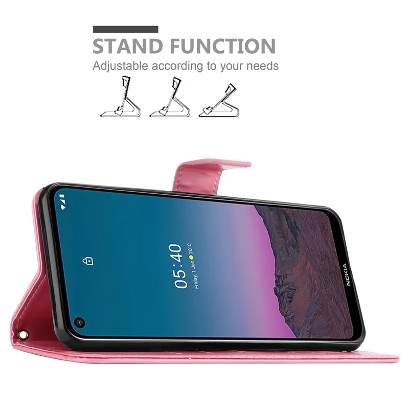 Cadorabo Hülle kompatibel mit Nokia 5,4 Schutzhülle im Blumen Design mit Magnetverschluss, Standfunktion und Kartenfächern