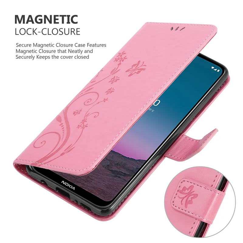 Cadorabo Hülle kompatibel mit Nokia 5,4 Schutzhülle im Blumen Design mit Magnetverschluss, Standfunktion und Kartenfächern