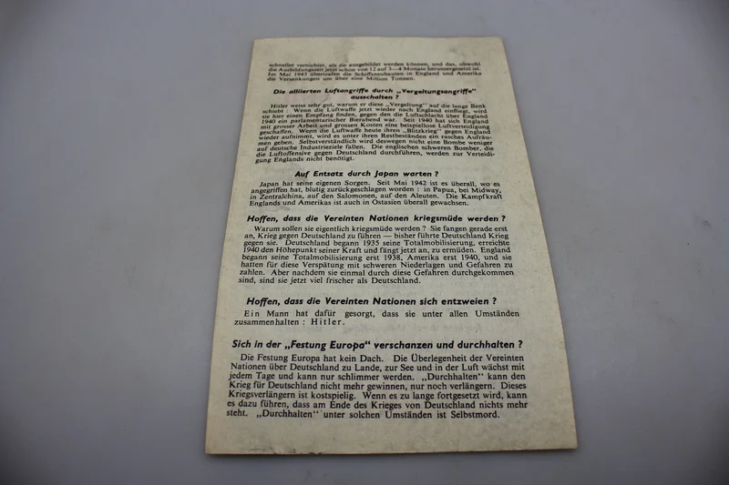 Propagandaflyer der Alliierten aus dem 2. Weltkrieg