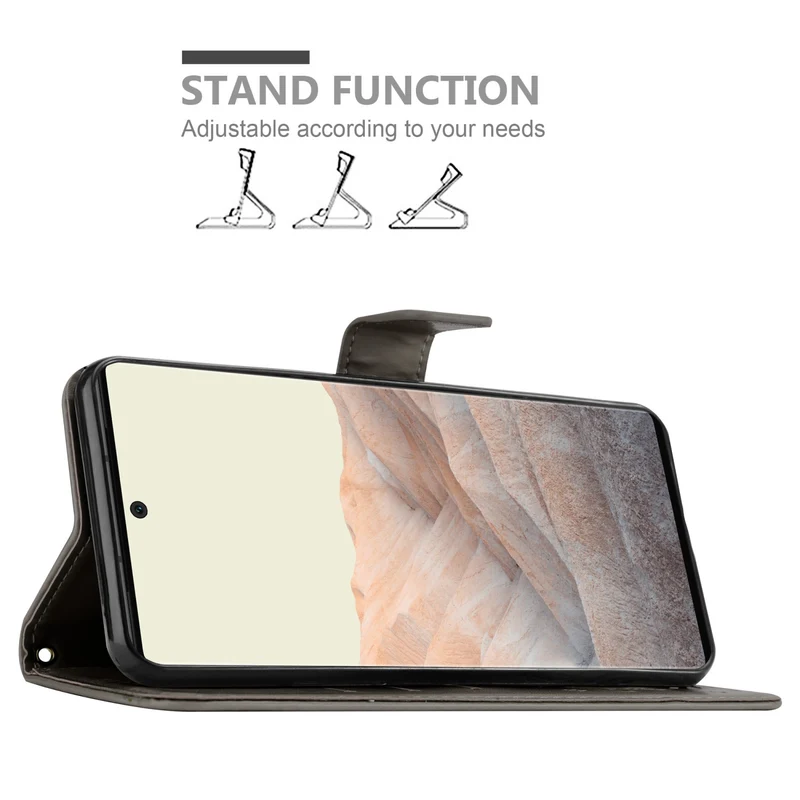 Cadorabo Hülle kompatibel mit Google PIXEL 6 PRO Schutzhülle im Blumen Design mit Magnetverschluss, Standfunktion und Kartenfächern