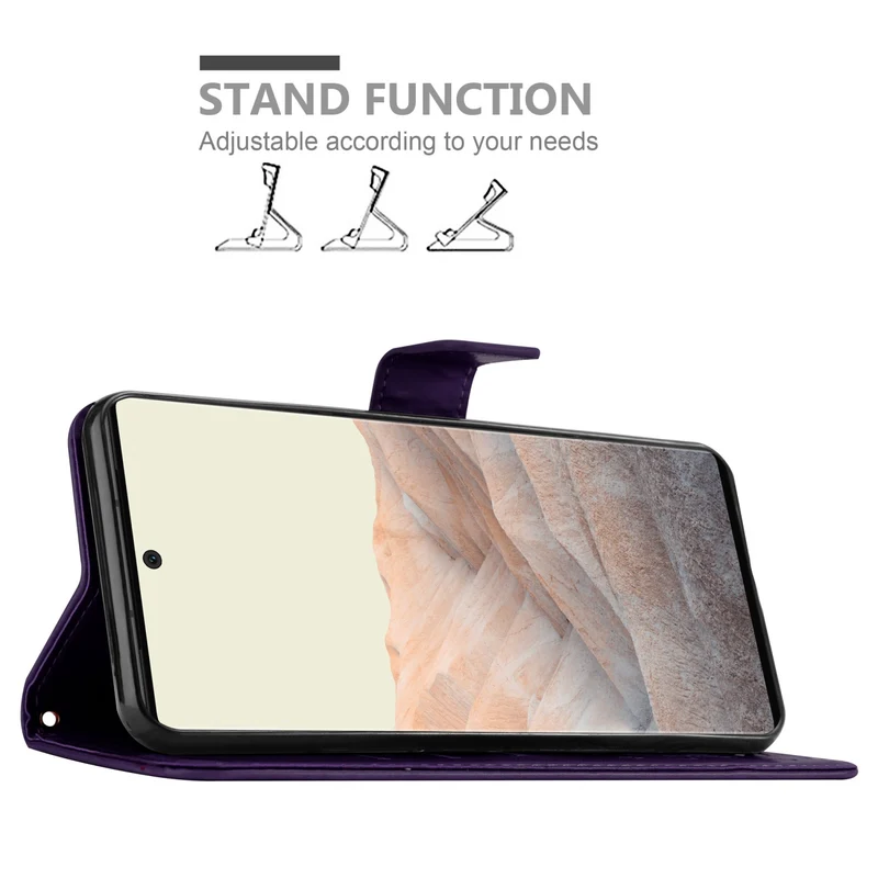 Cadorabo Hülle kompatibel mit Google PIXEL 6 PRO Schutzhülle im Blumen Design mit Magnetverschluss, Standfunktion und Kartenfächern